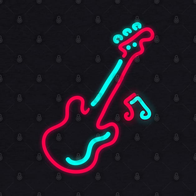 80's Gift 80s Retro Neon Sign Electric Guitar Music by PhuNguyen